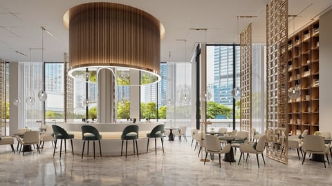 Hotel tile and grout cleaning Nashville — commercial tile and grout cleaning for hotels in a luxury hotel lobby with polished tile floors